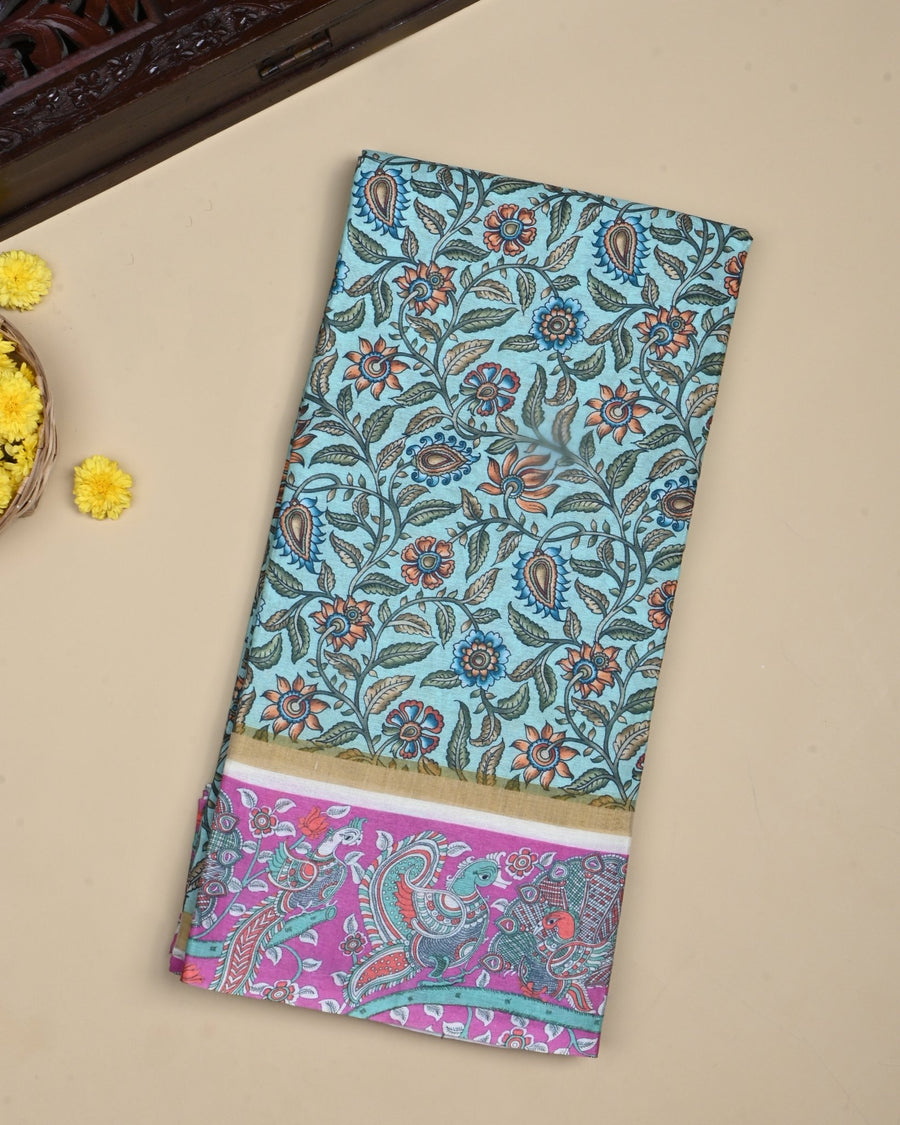 Ferozi Color Chanderi Saree - Shop Vastram