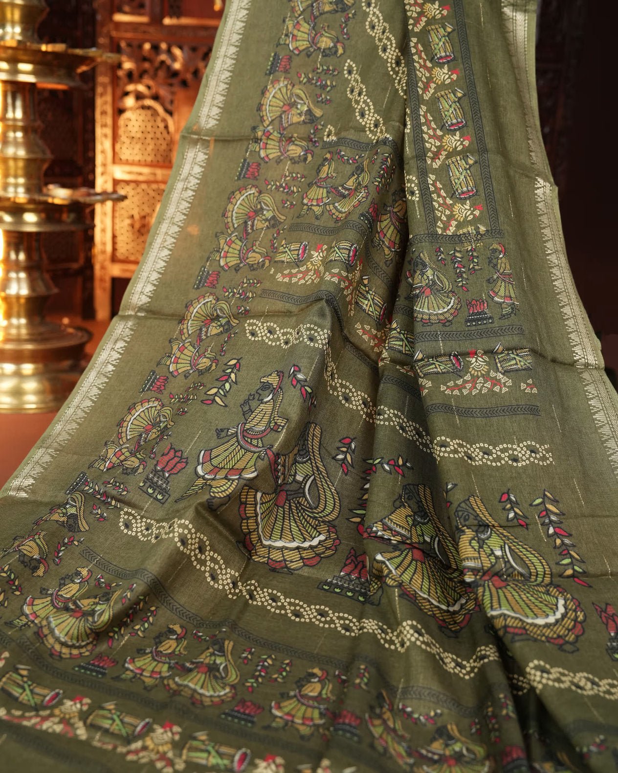 Ferozi Color Cotton Saree - Shop Vastram