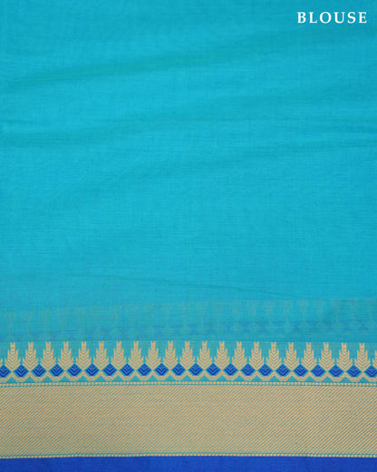 Ferozi Color Cotton Saree - Shop Vastram
