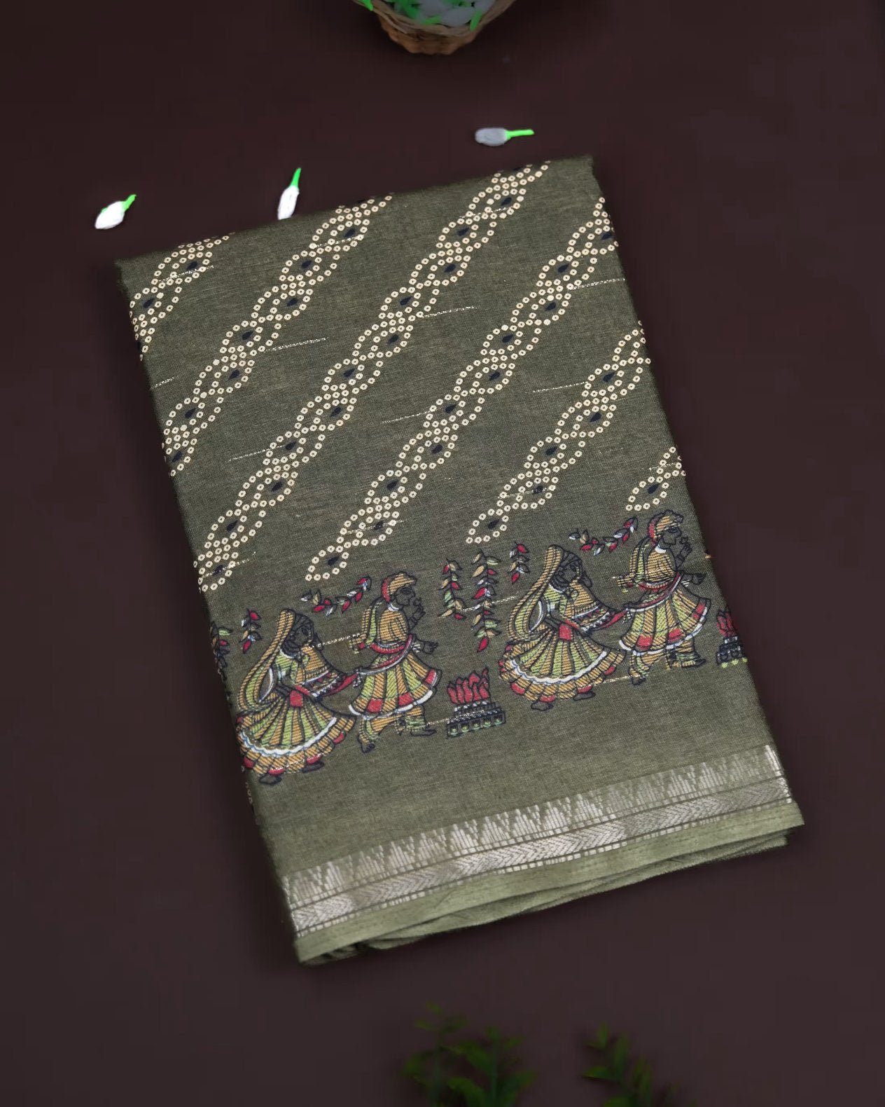 Ferozi Color Cotton Saree - Shop Vastram