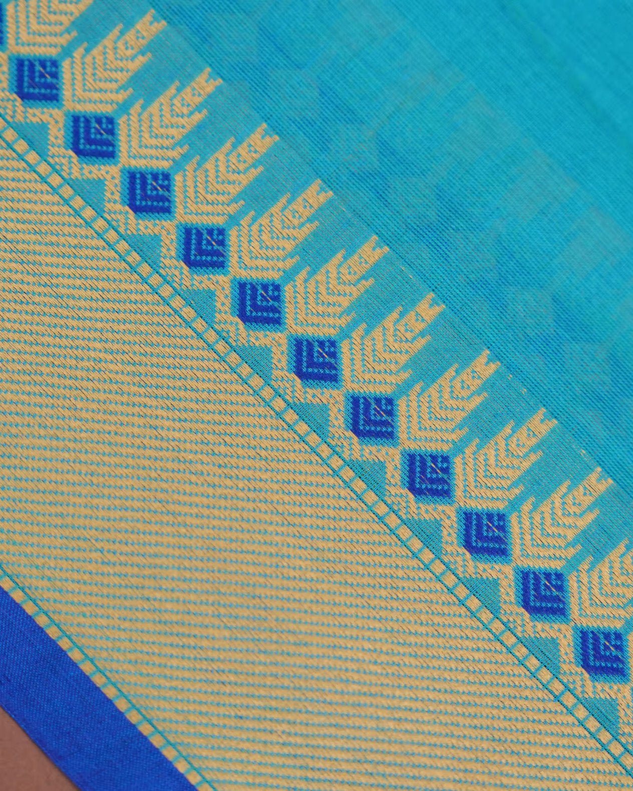 Ferozi Color Cotton Saree - Shop Vastram