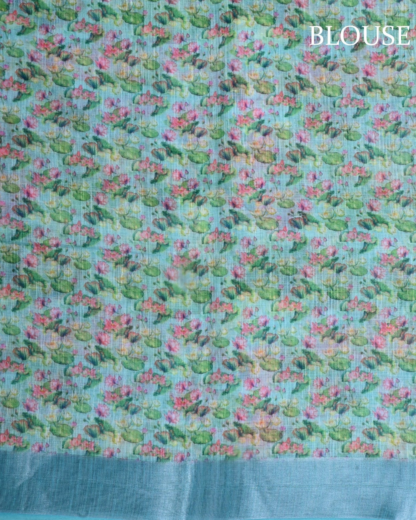 Ferozi Color Lenin Saree - Shop Vastram