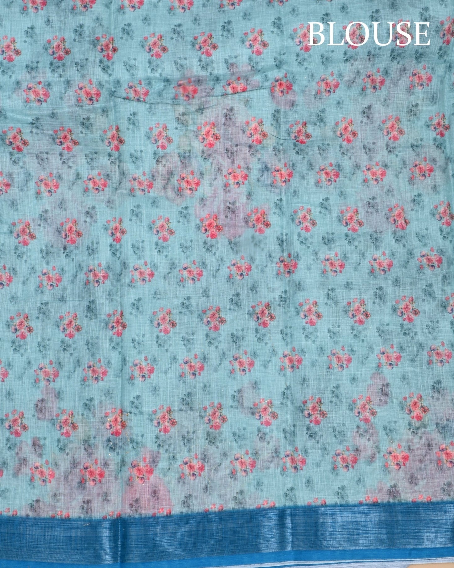 Ferozi Color Lenin Saree - Shop Vastram