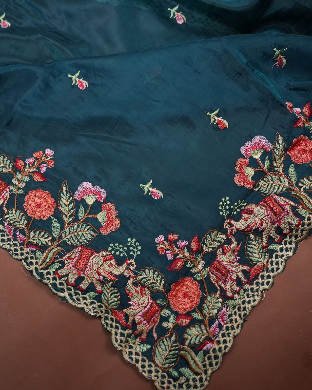Ferozi Color Organza Saree - Shop Vastram