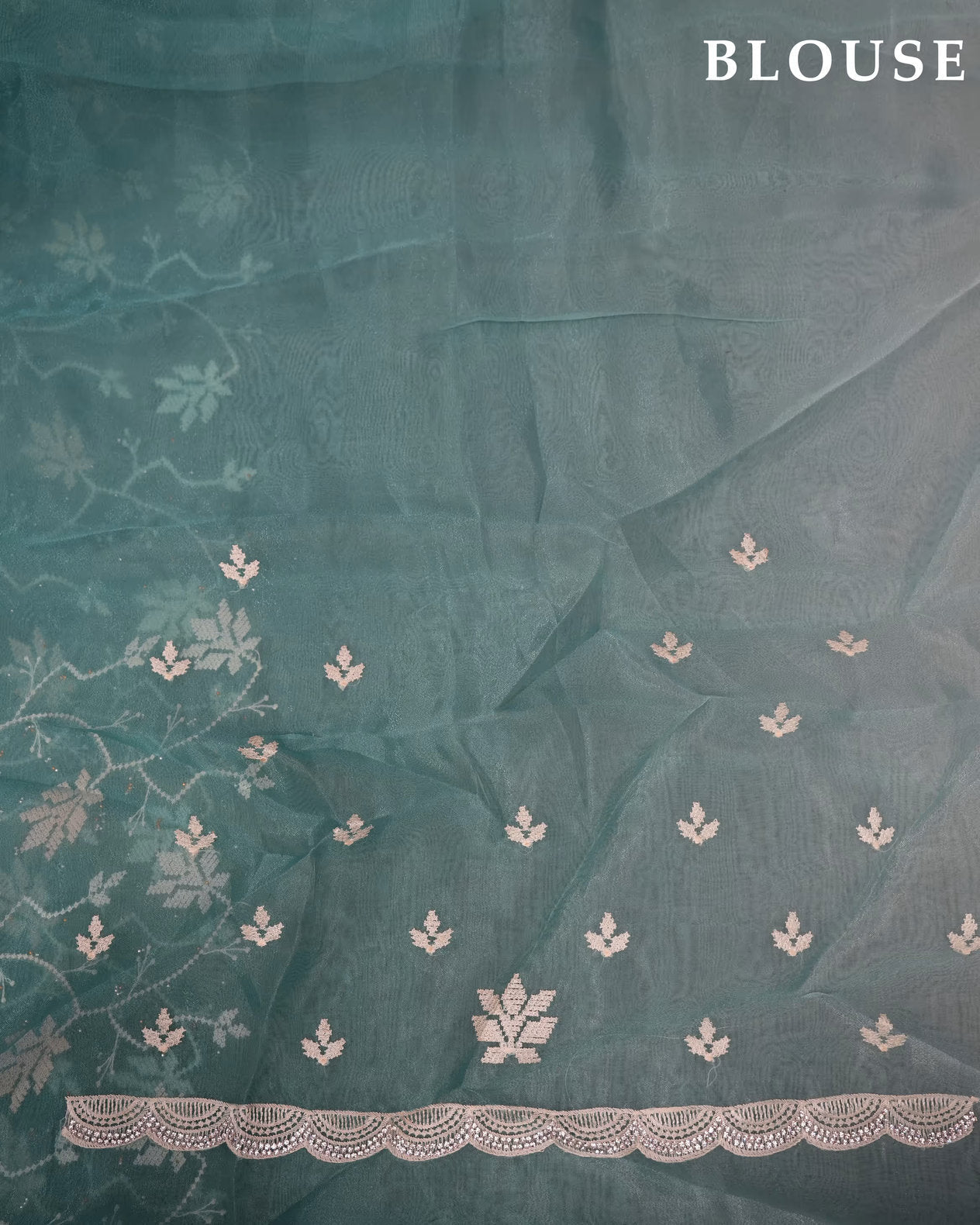 Ferozi Color Organza Saree - Shop Vastram