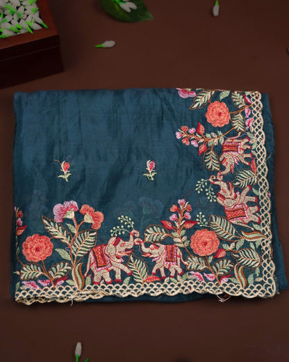 Ferozi Color Organza Saree - Shop Vastram