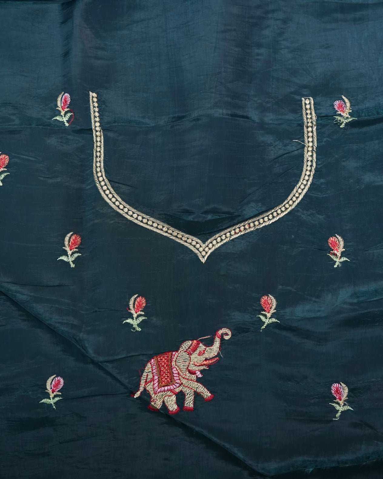 Ferozi Color Organza Saree - Shop Vastram