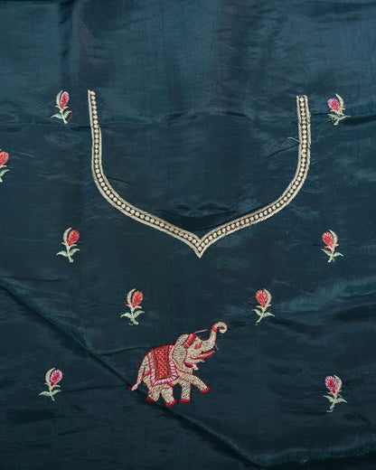 Ferozi Color Organza Saree - Shop Vastram