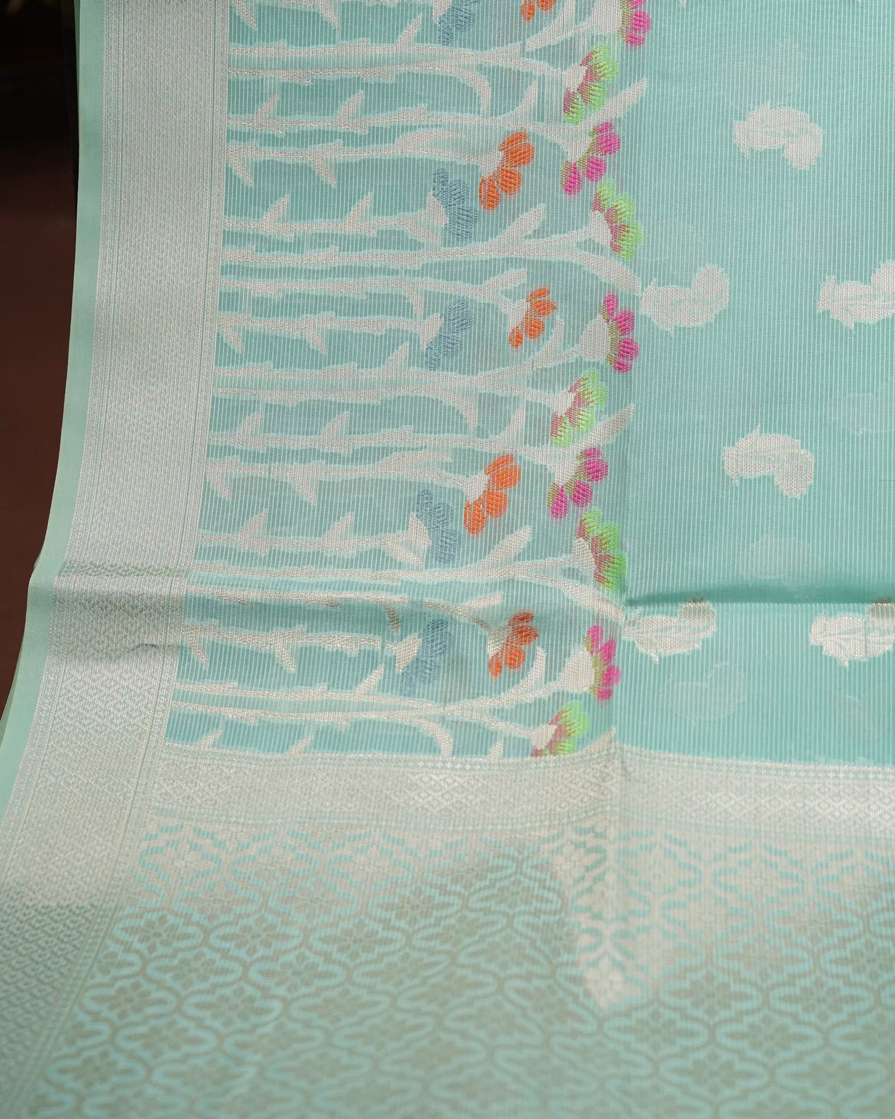Ferozi Color Organza Saree - Shop Vastram