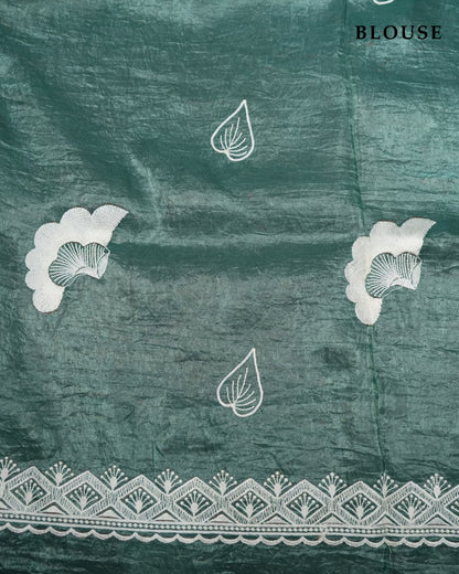 Ferozi Color Organza Saree - Shop Vastram