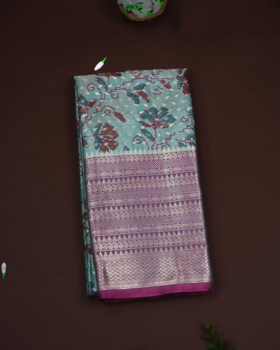 Ferozi Color Silk Saree - Shop Vastram