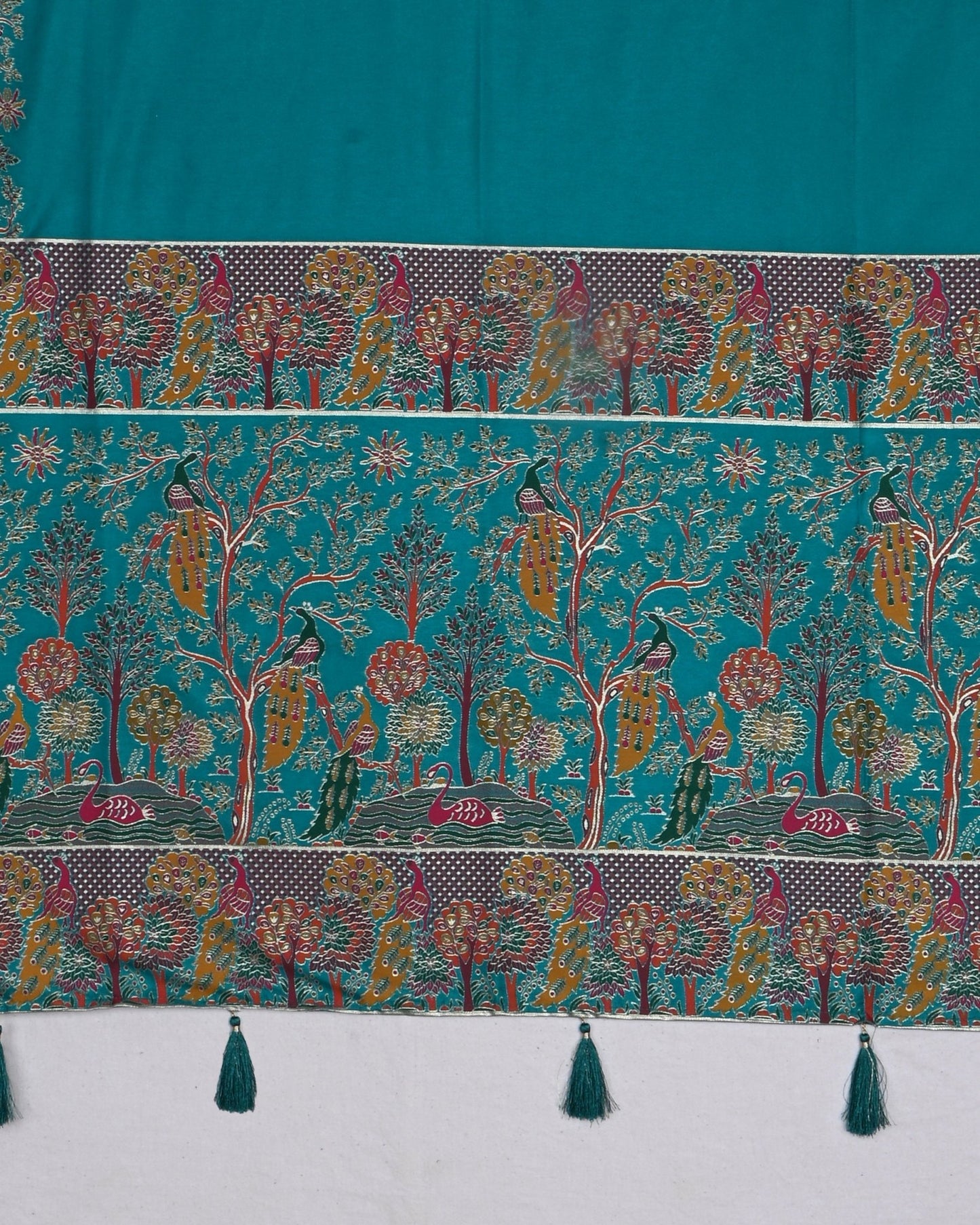 Ferozi color Silk Saree - Shop Vastram