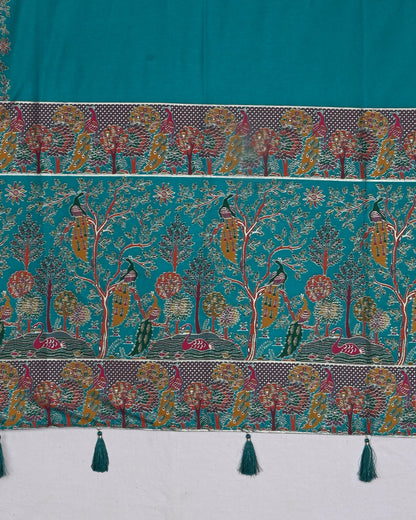 Ferozi color Silk Saree - Shop Vastram