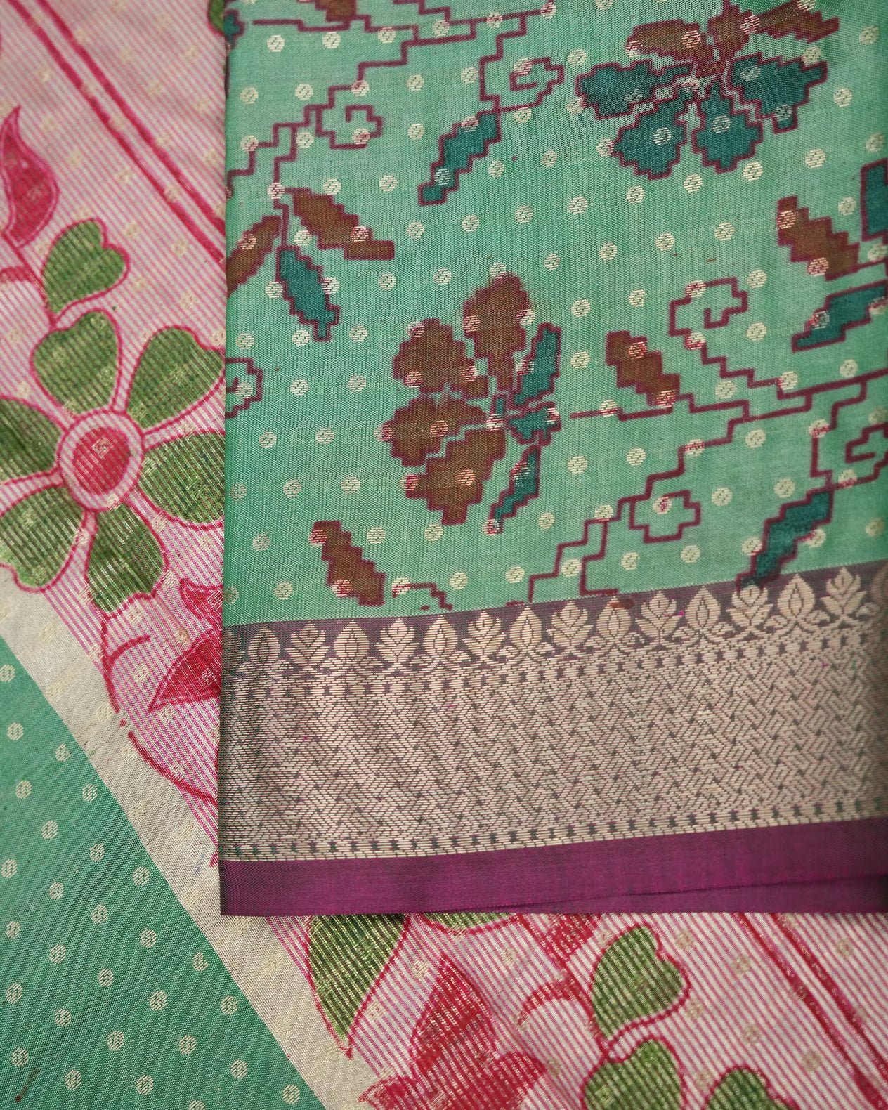 Ferozi Color Silk Saree - Shop Vastram