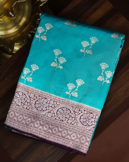 Ferozi Color Silk Saree - Shop Vastram