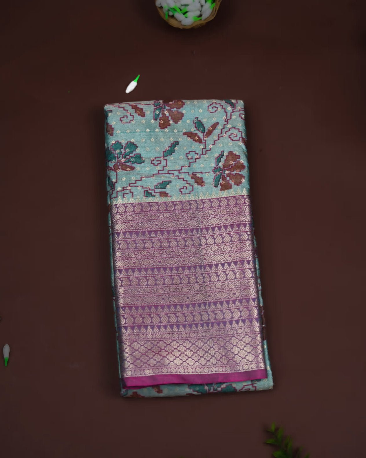 Ferozi Color Silk Saree - Shop Vastram