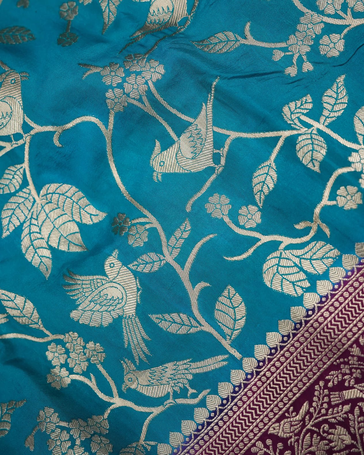 Ferozi Color Silk Saree - Shop Vastram