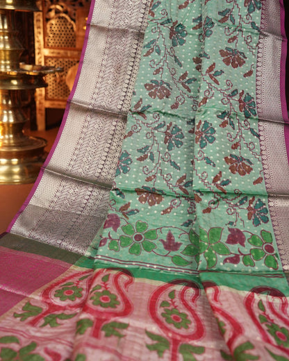 Ferozi Color Silk Saree - Shop Vastram