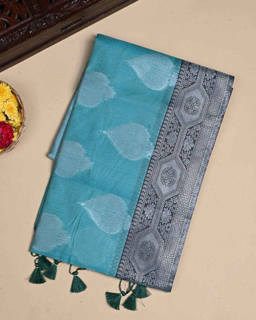 Ferozi Color Silk Saree - Shop Vastram