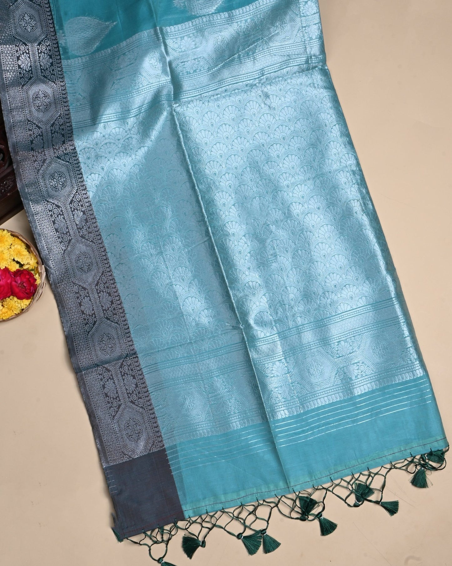 Ferozi Color Silk Saree - Shop Vastram
