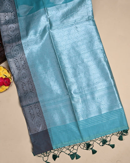 Ferozi Color Silk Saree - Shop Vastram