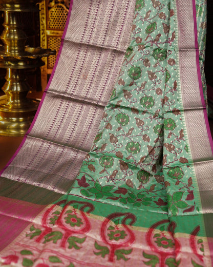 Ferozi Color Silk Saree - Shop Vastram