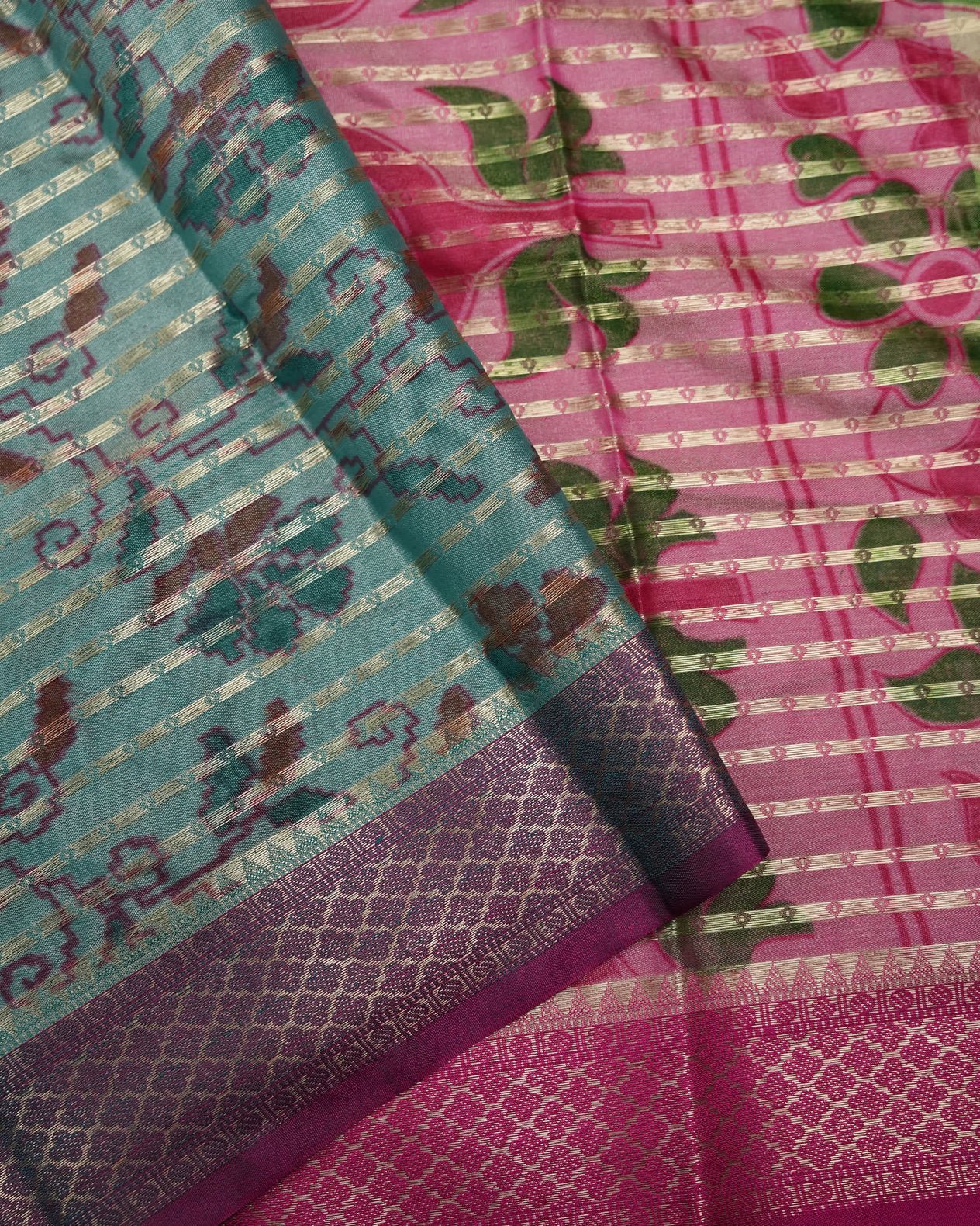 Ferozi Color Silk Saree - Shop Vastram