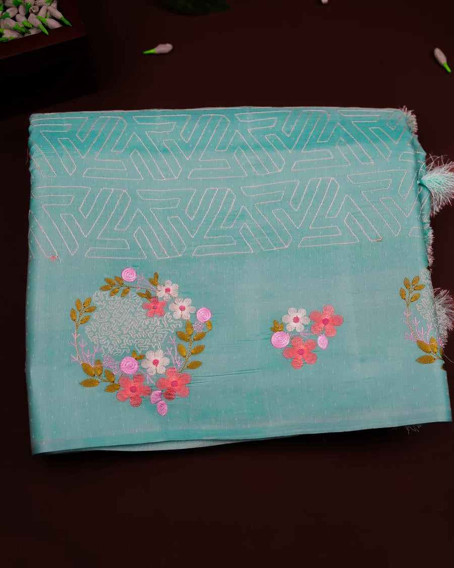Ferozi Color Silk Saree - Shop Vastram