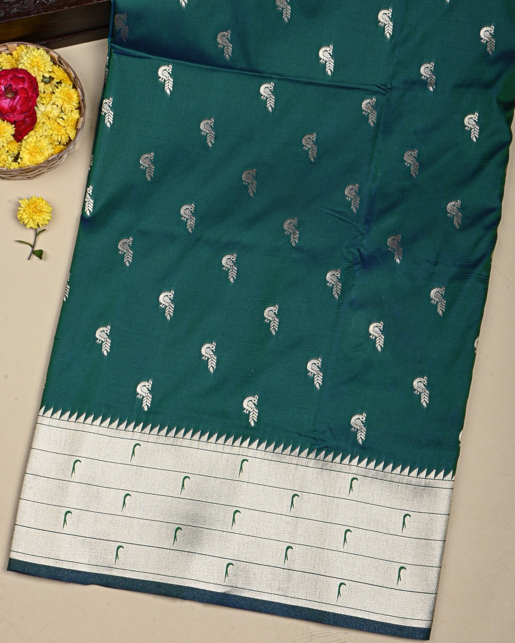 Ferozi Color Silk Saree - Shop Vastram