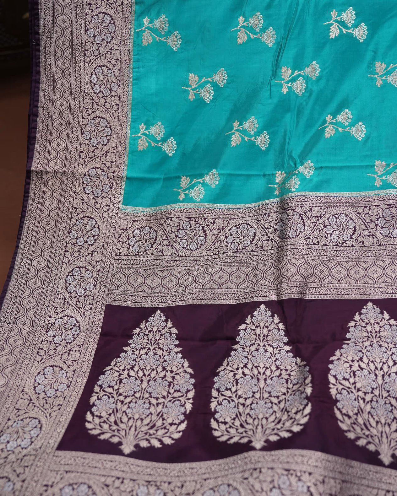 Ferozi Color Silk Saree - Shop Vastram