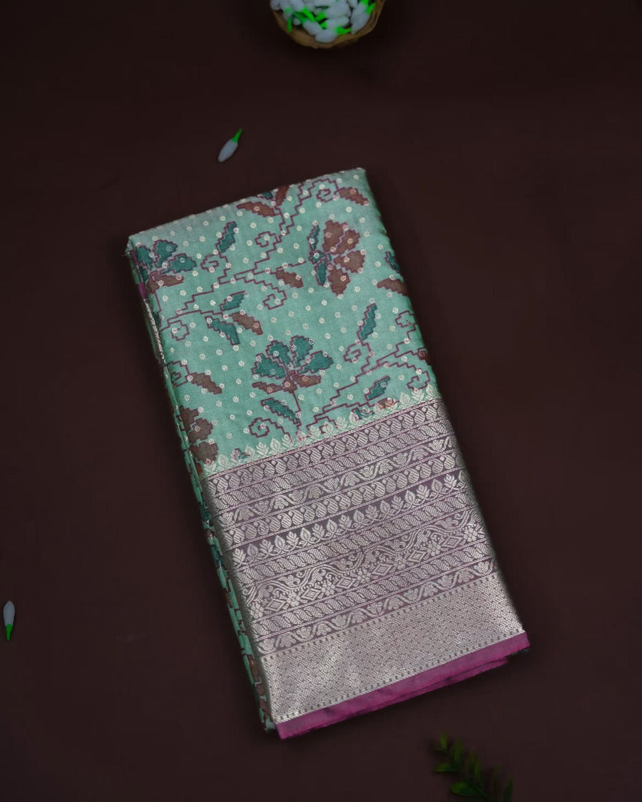Ferozi Color Silk Saree - Shop Vastram