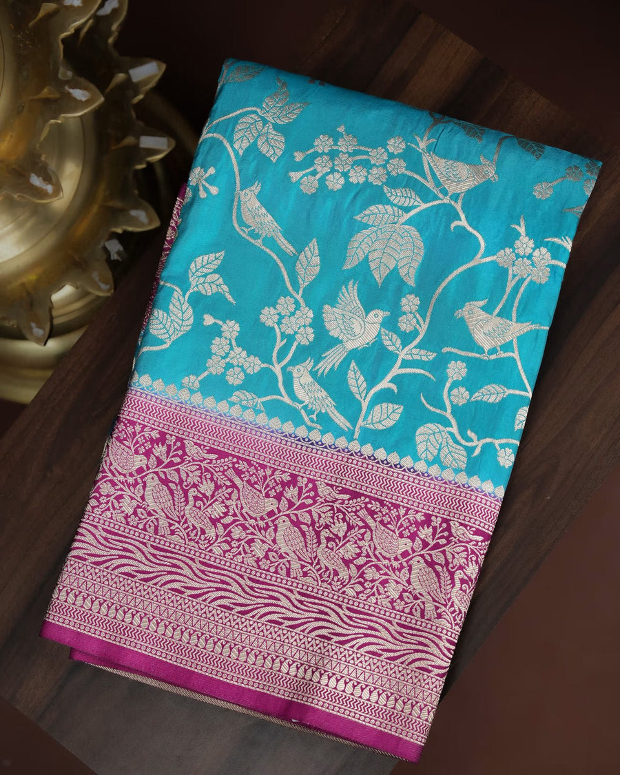 Ferozi Color Silk Saree - Shop Vastram