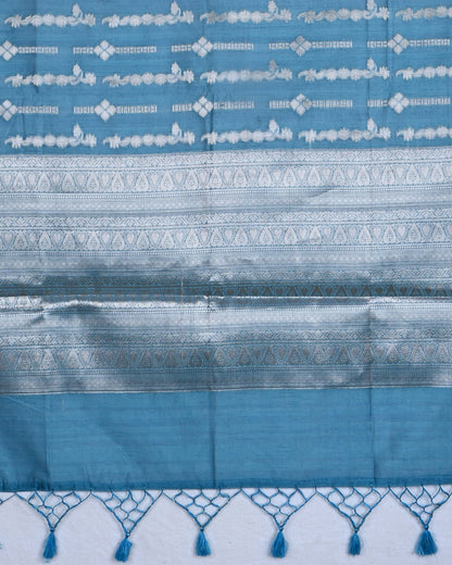 Ferozi color Silk Saree - Shop Vastram