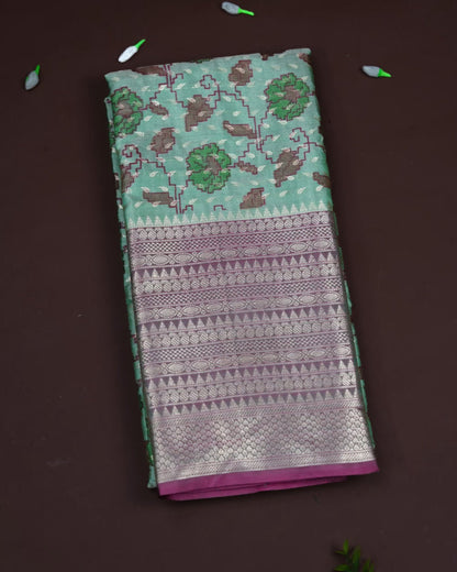 Ferozi Color Silk Saree - Shop Vastram