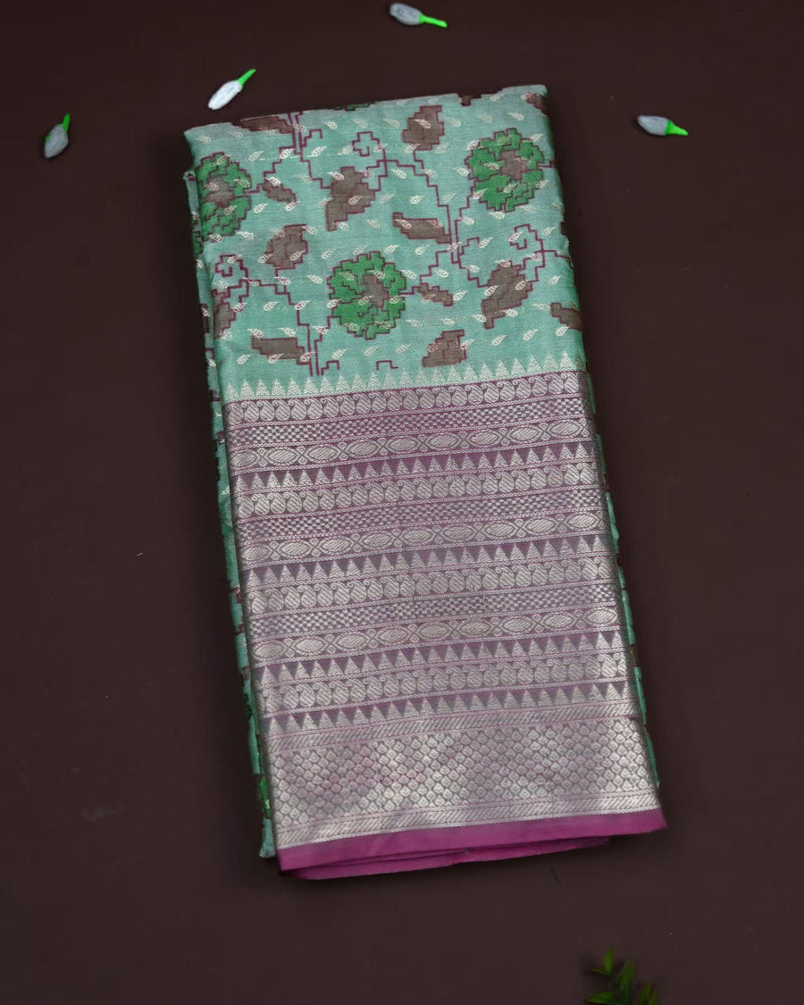 Ferozi Color Silk Saree - Shop Vastram