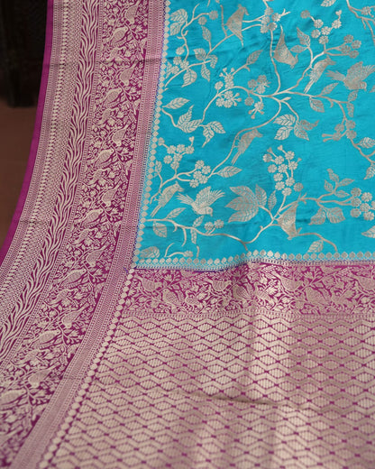 Ferozi Color Silk Saree - Shop Vastram