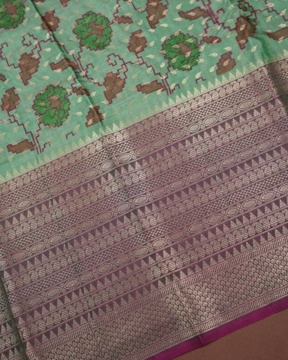 Ferozi Color Silk Saree - Shop Vastram