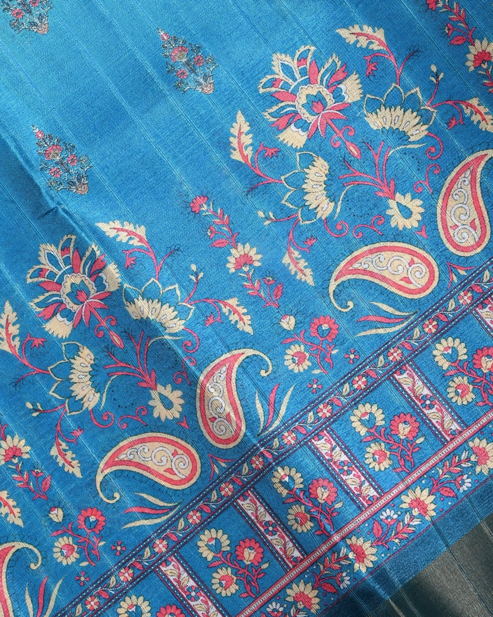Ferozi Color Silk Saree - Shop Vastram