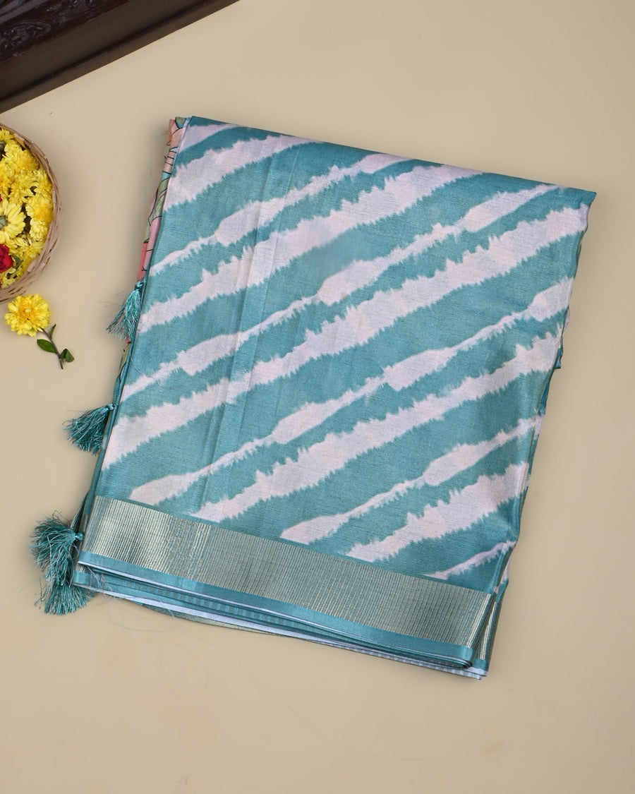 Ferozi Color Tissue Saree - Shop Vastram