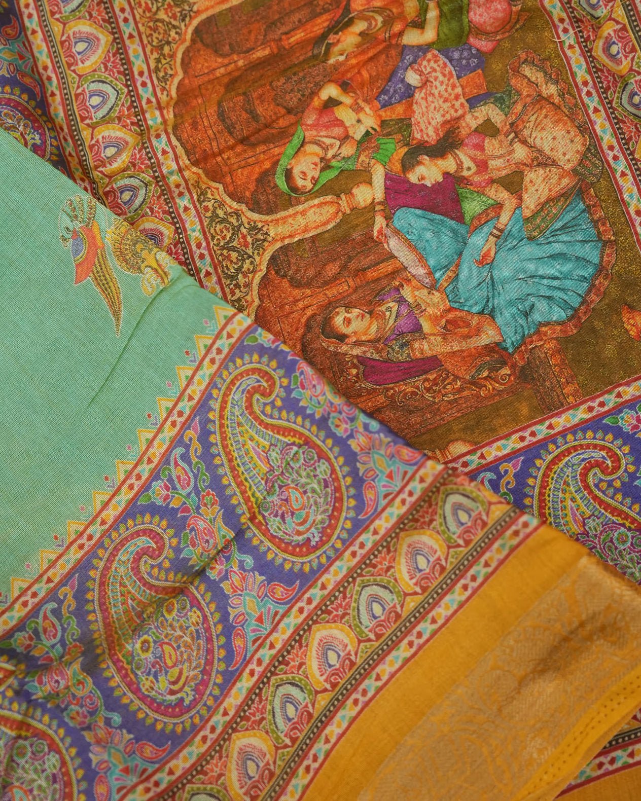 Ferozi Color Tissue Saree - Shop Vastram