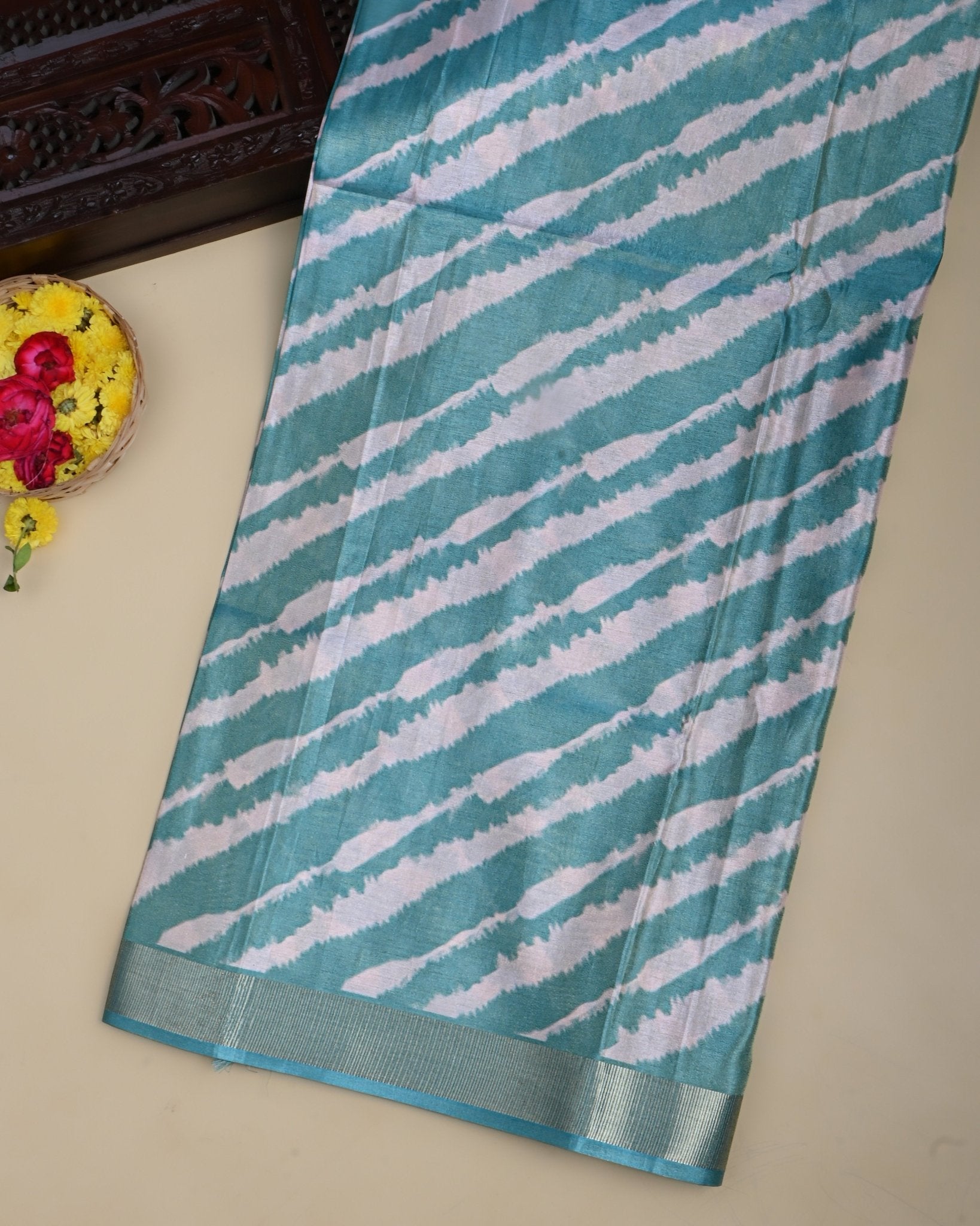 Ferozi Color Tissue Saree - Shop Vastram