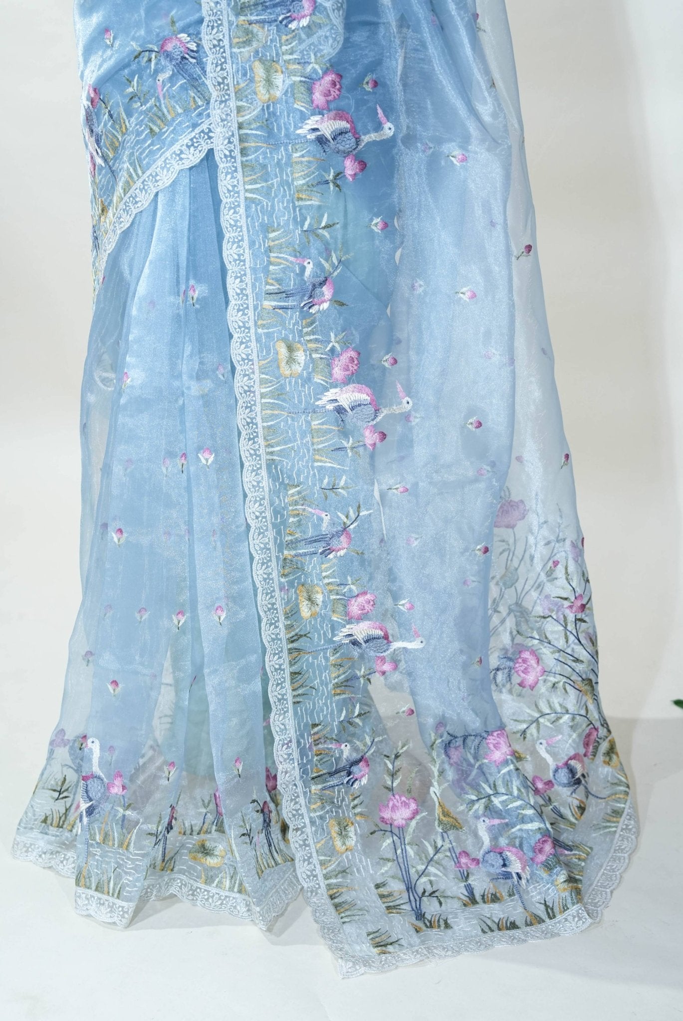 Ferozi Embroidery Organza Saree - Shop Vastram