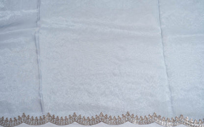 Ferozi Embroidery Tissue Saree - Shop Vastram