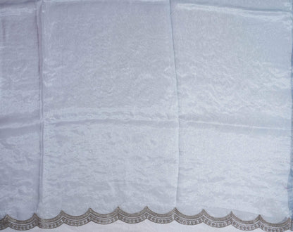 Ferozi Embroidery Tissue Saree - Shop Vastram