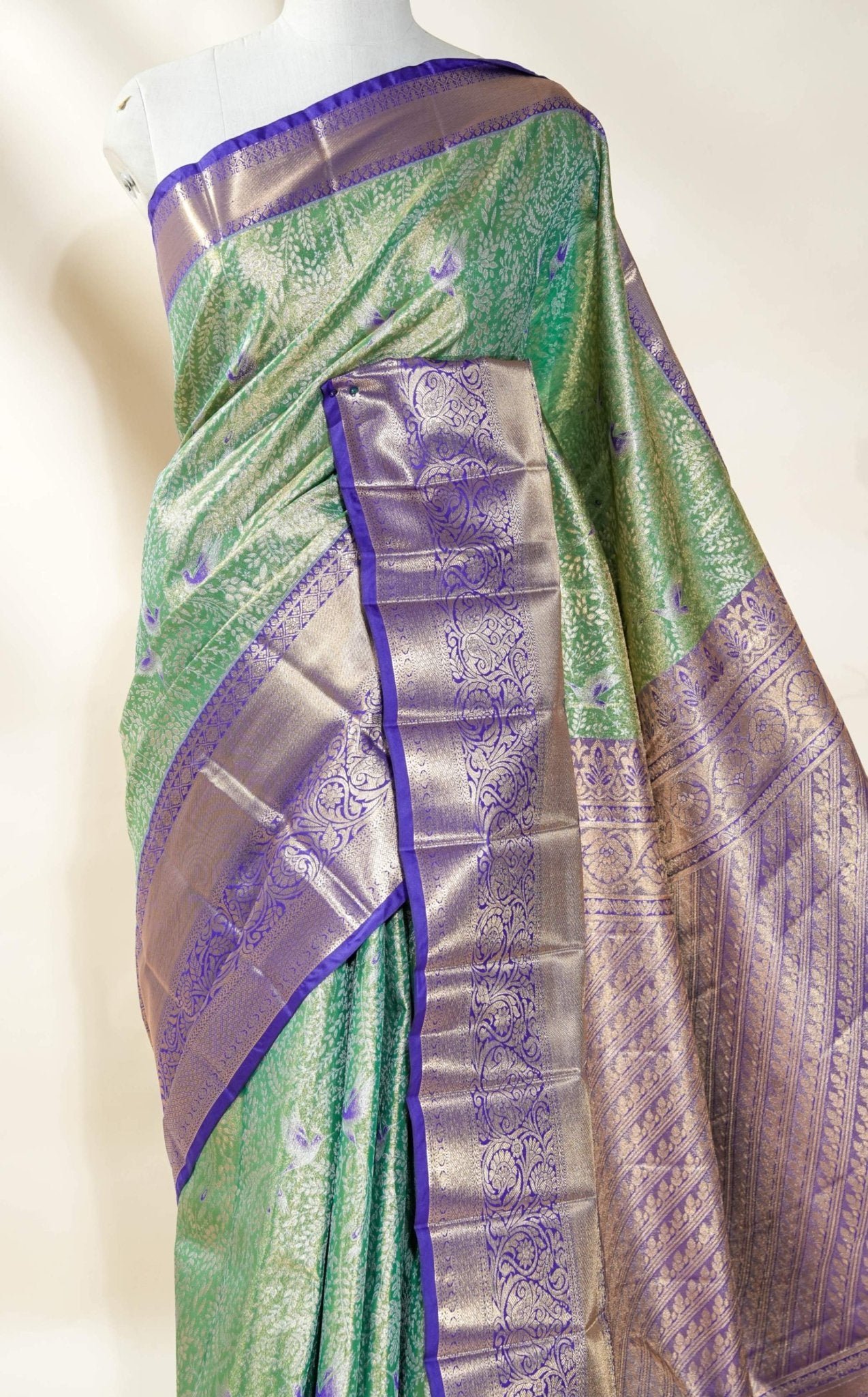 Ferozi Kanchipuram Saree - Shop Vastram