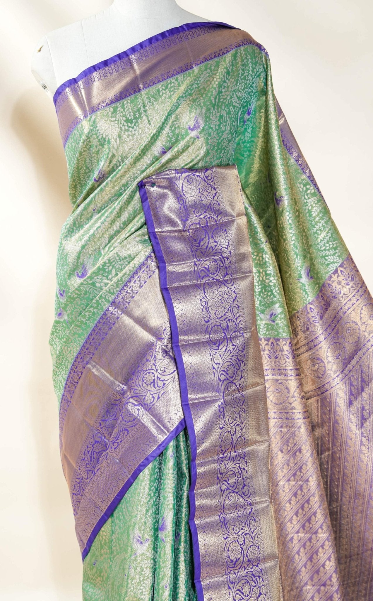 Ferozi Kanchipuram Saree - Shop Vastram