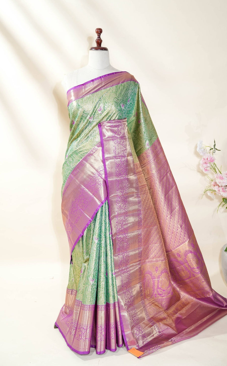 Ferozi Kanchipuram Saree - Shop Vastram