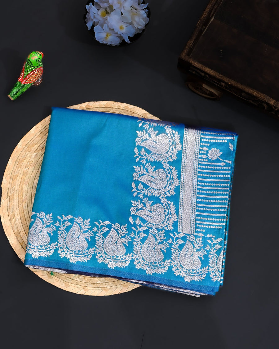 Ferozi Silk Banarasi Saree - Shop Vastram
