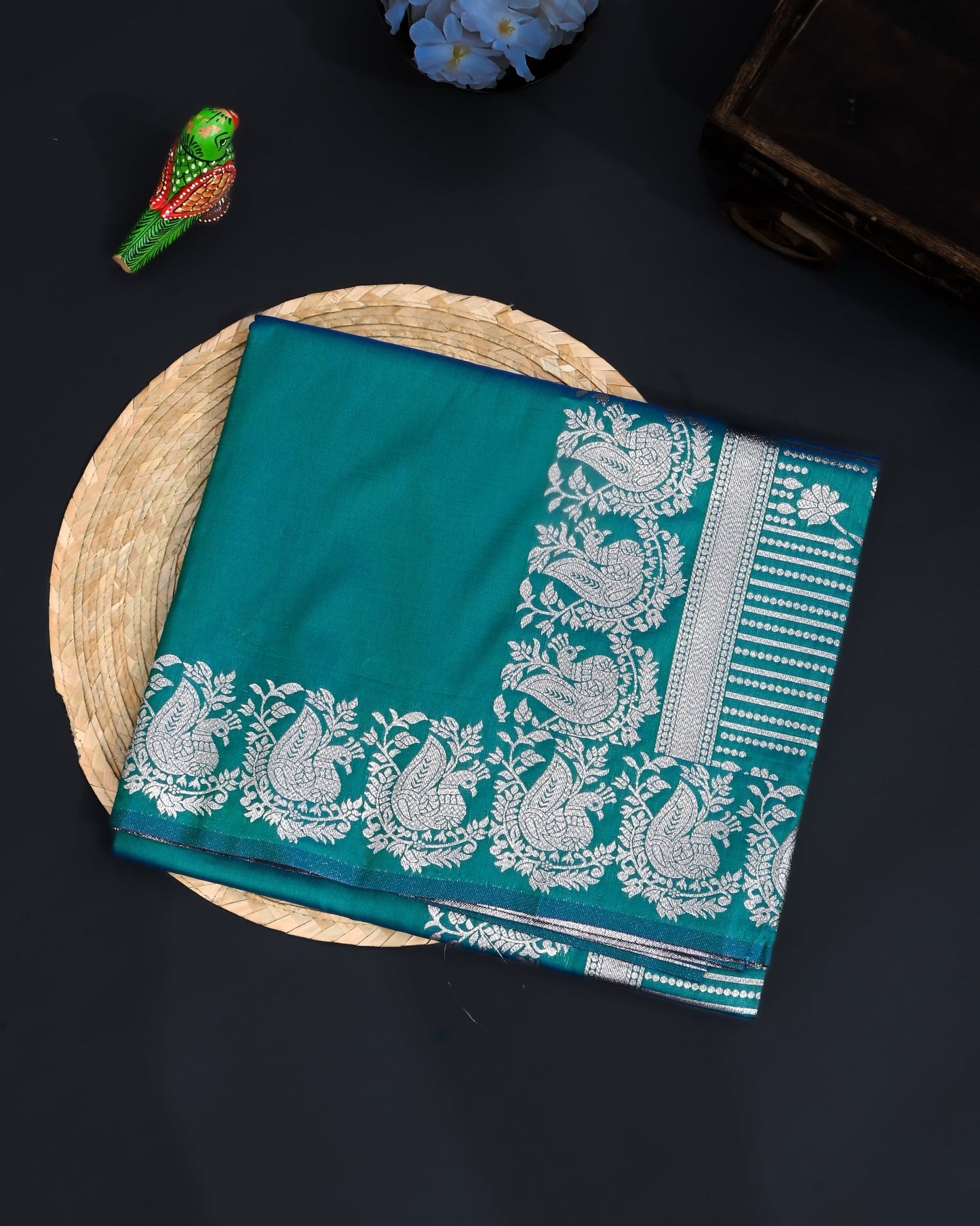 Ferozi Silk Banarasi Saree - Shop Vastram