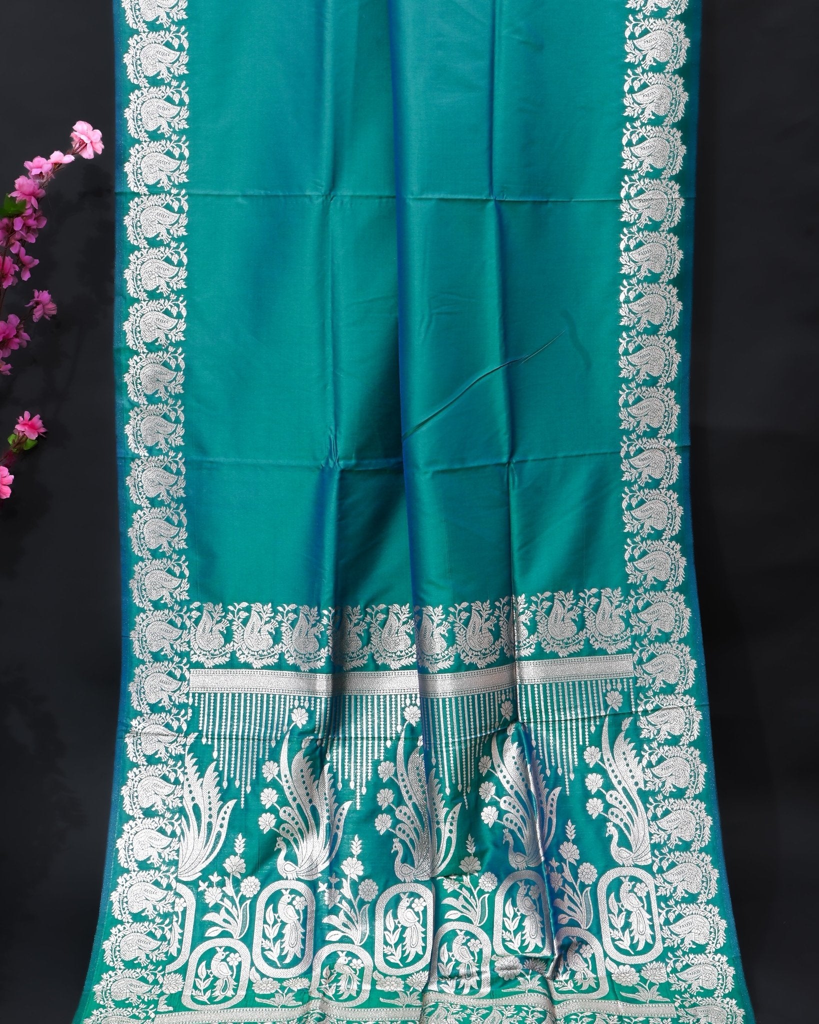 Ferozi Silk Banarasi Saree - Shop Vastram